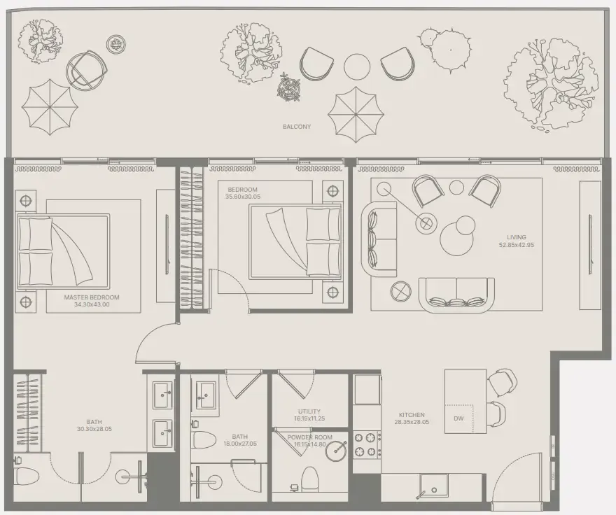 2 bedroom Apartments floor plan at Bond Enclave