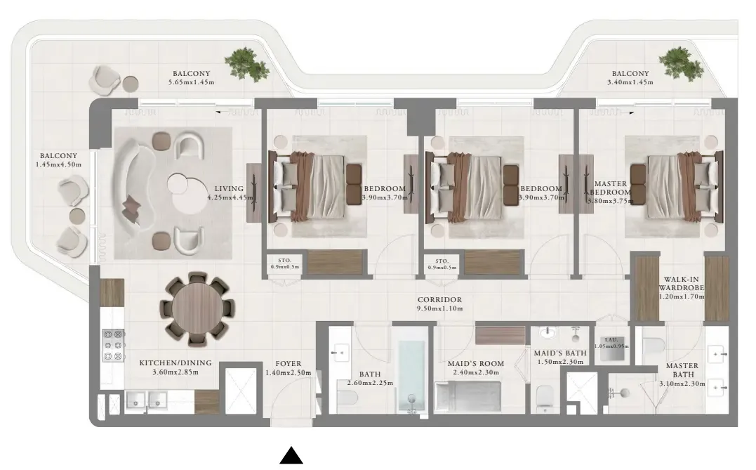 3 bedroom Apartments floor plan at Sera 2