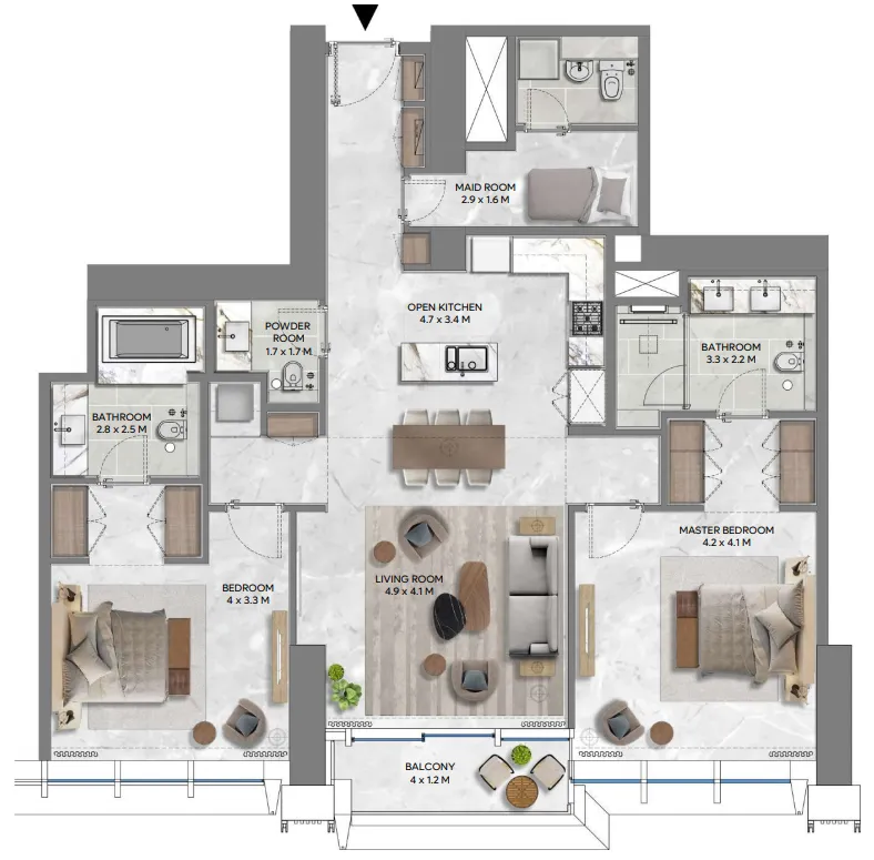 2 bedroom Apartments floor plan at DIFC Heights Tower