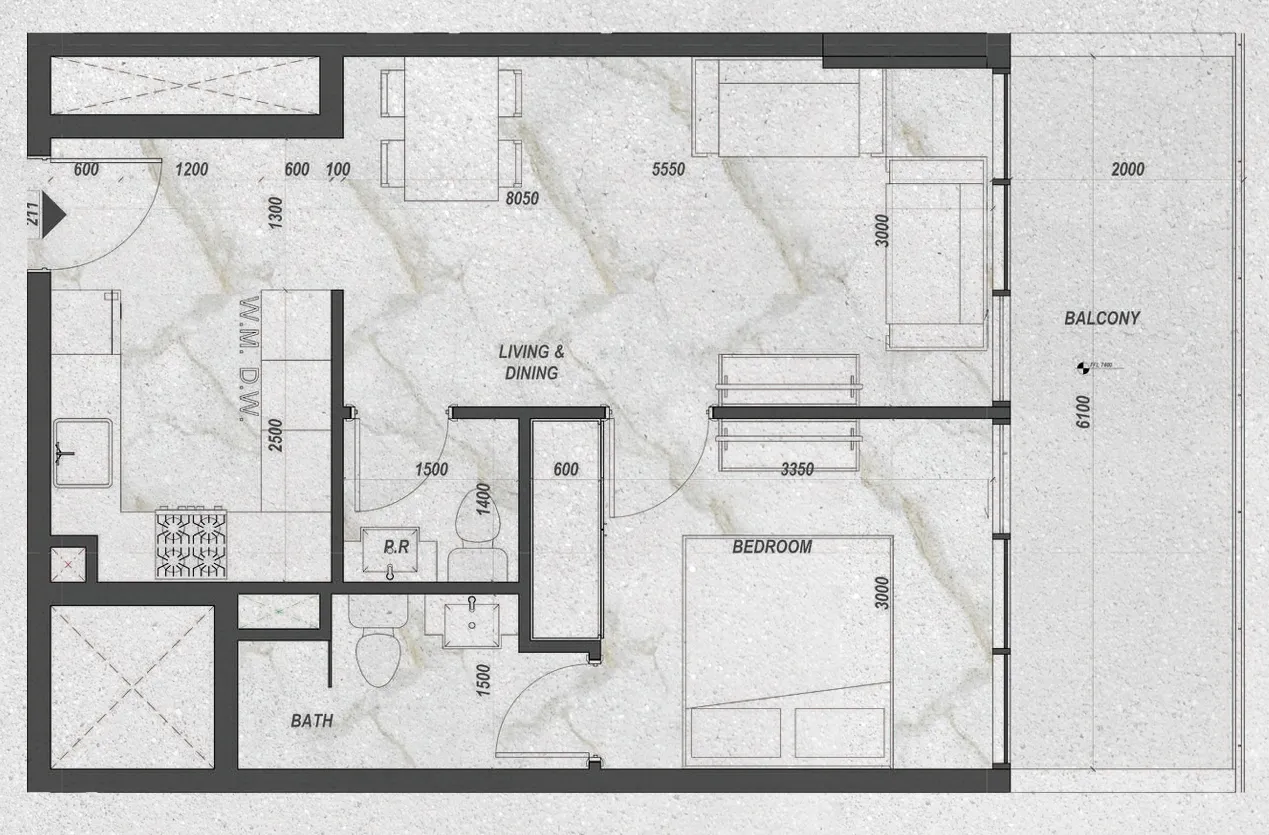 1 bedroom Apartments floor plan at Zyra Hills