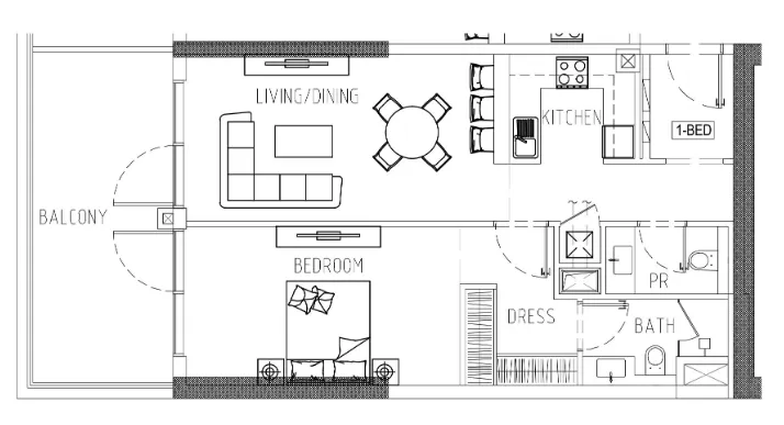 1 bedroom Apartments floor plan at Damac Riverside Views