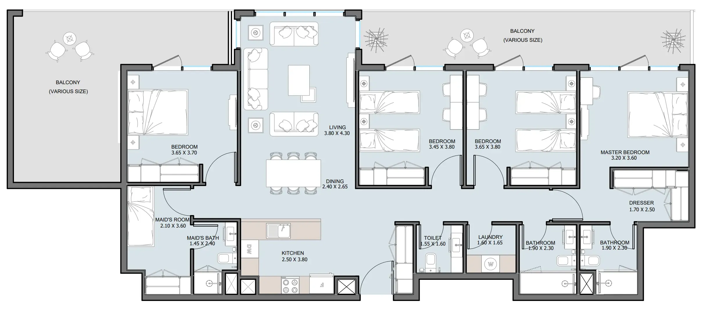 4 bedroom Apartments floor plan at The District