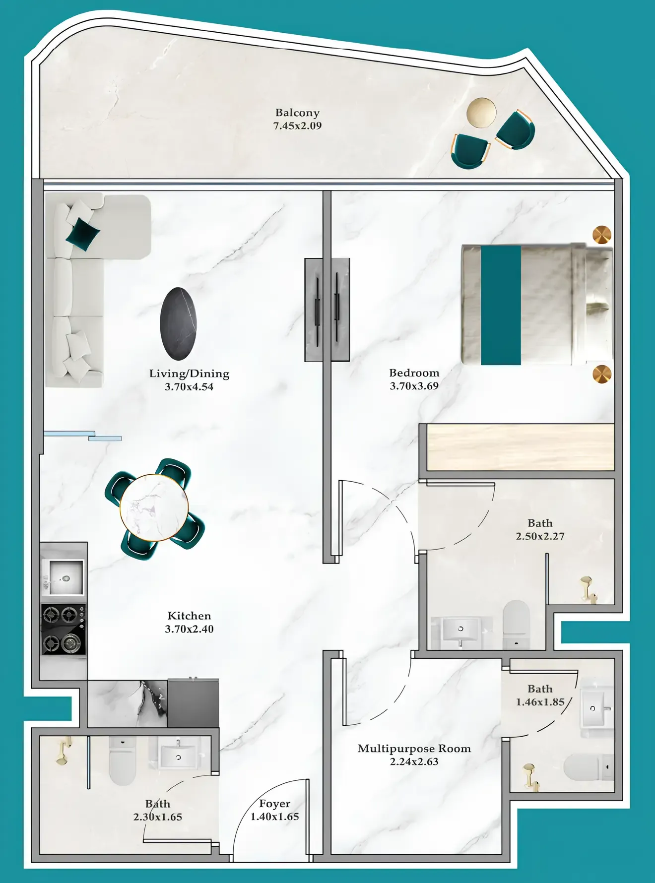 1 bedroom Apartments floor plan at Breez