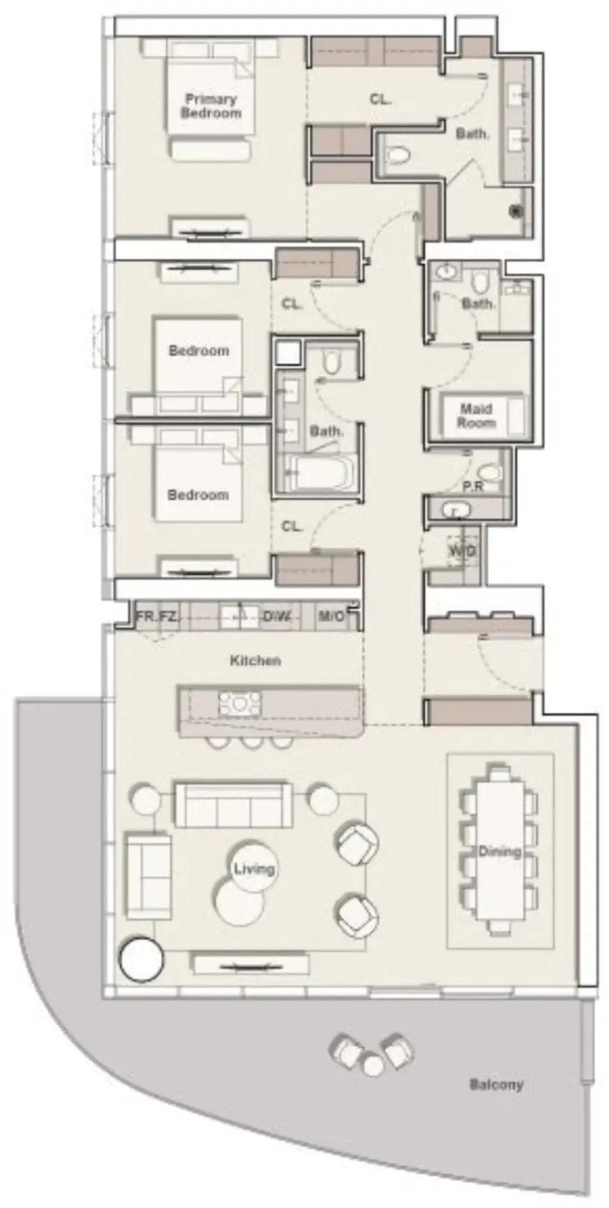 3 bedroom Apartments floor plan at The Meriva Collection