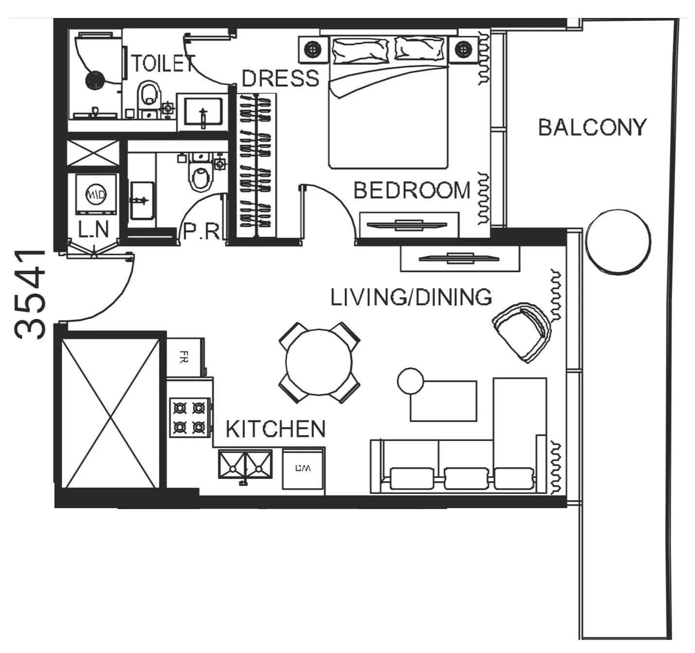 1 bedroom Apartments floor plan at The WOW Tower