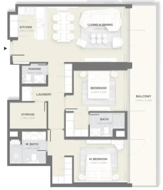 2 bedroom Apartments floor plan at Tonino Lamborghini Residences