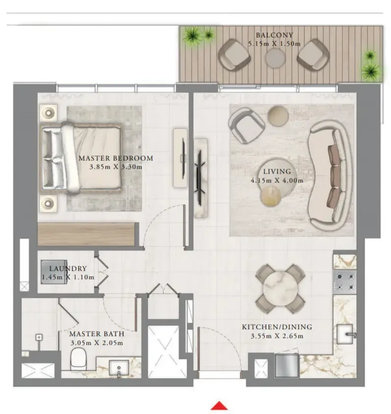1 bedroom Apartments floor plan at Bayview by Address Resorts