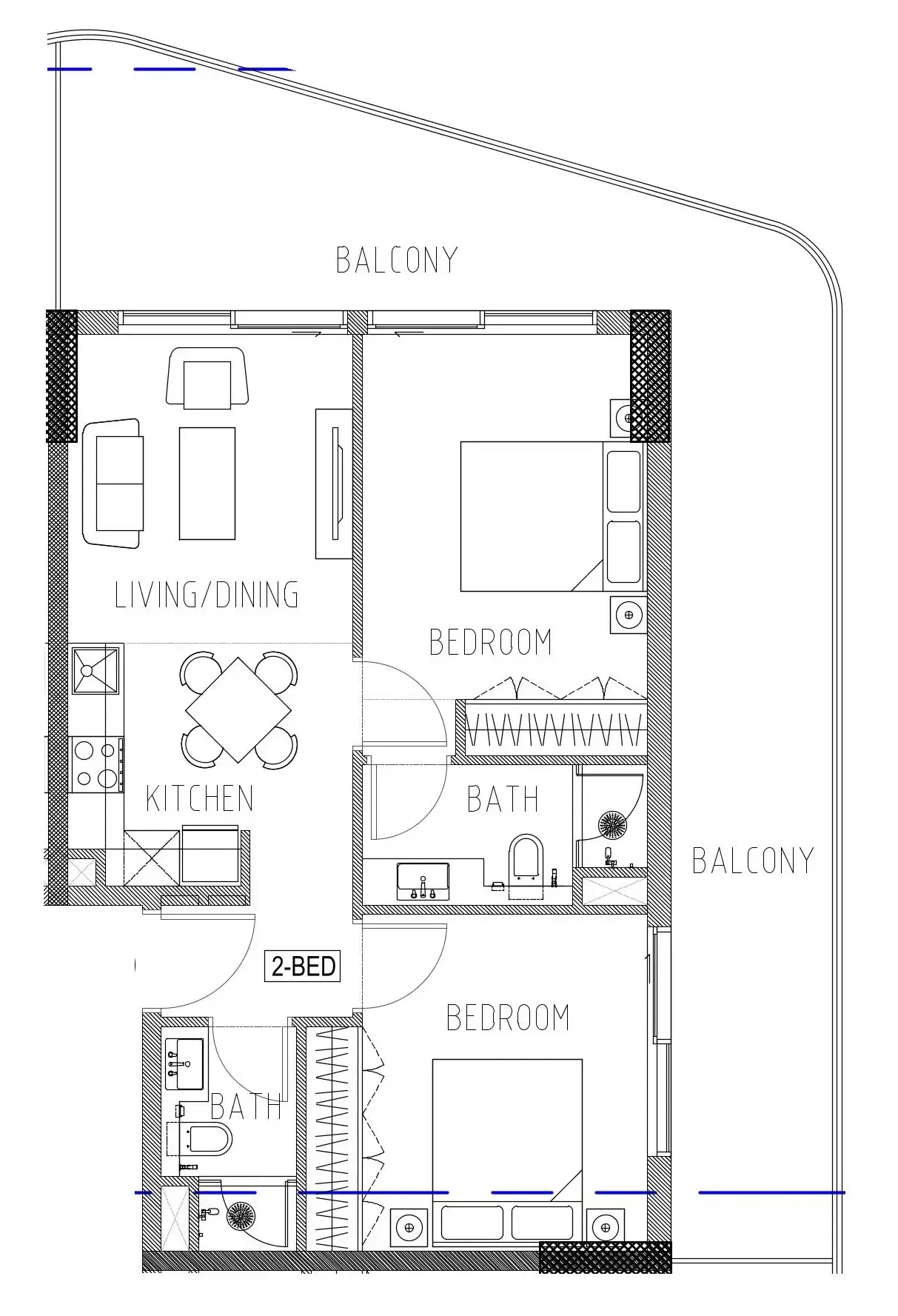 2 bedroom Apartments floor plan at Elo 2 and 3 Damac