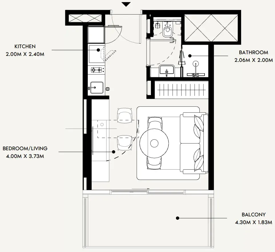 0 bedroom Apartments floor plan at Azizi David