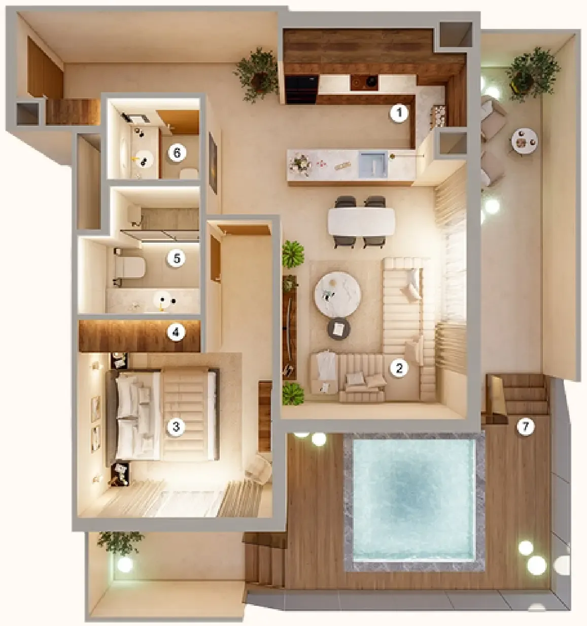 1 bedroom Apartments floor plan at Q Gardens Aliya