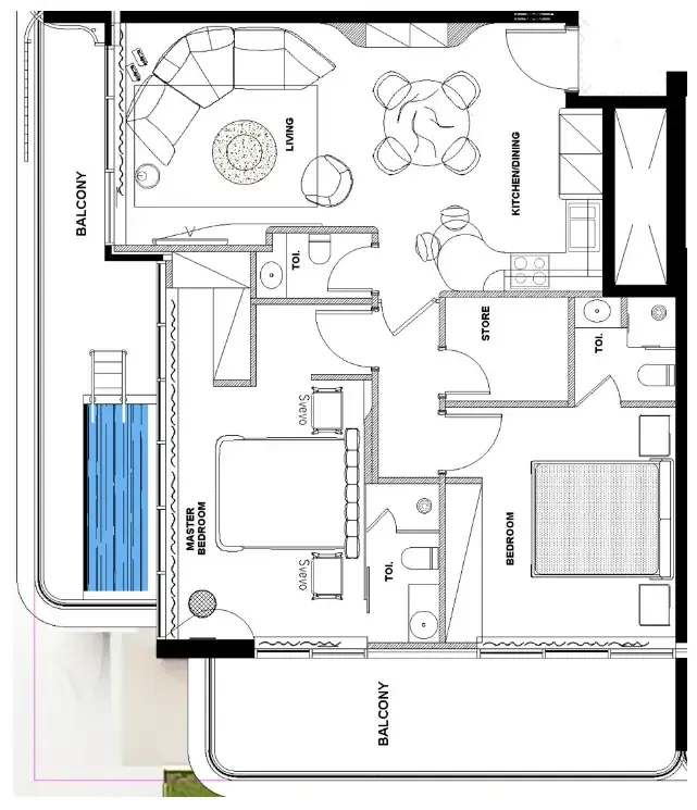 2 bedroom Apartments floor plan at Natuzzi Harmony