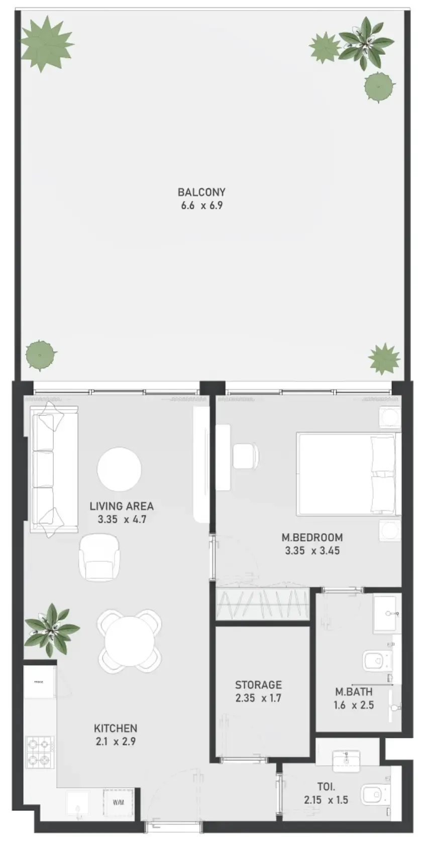 1 bedroom Apartments floor plan at Ayami Residence