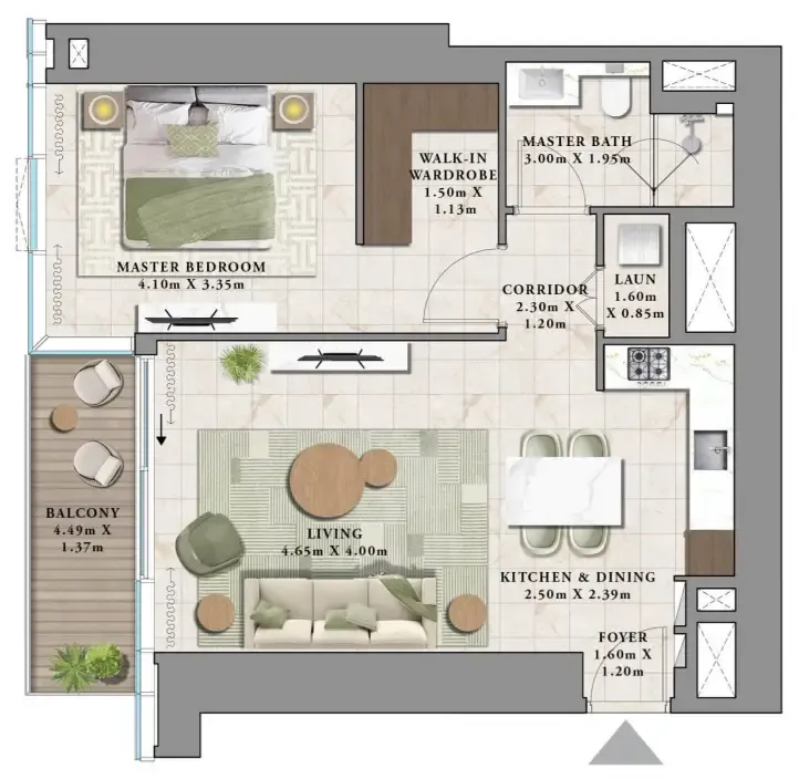 1 bedroom Apartments floor plan at Avarra by Palace