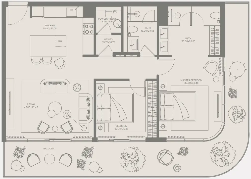 2 bedroom Apartments floor plan at Bond Enclave