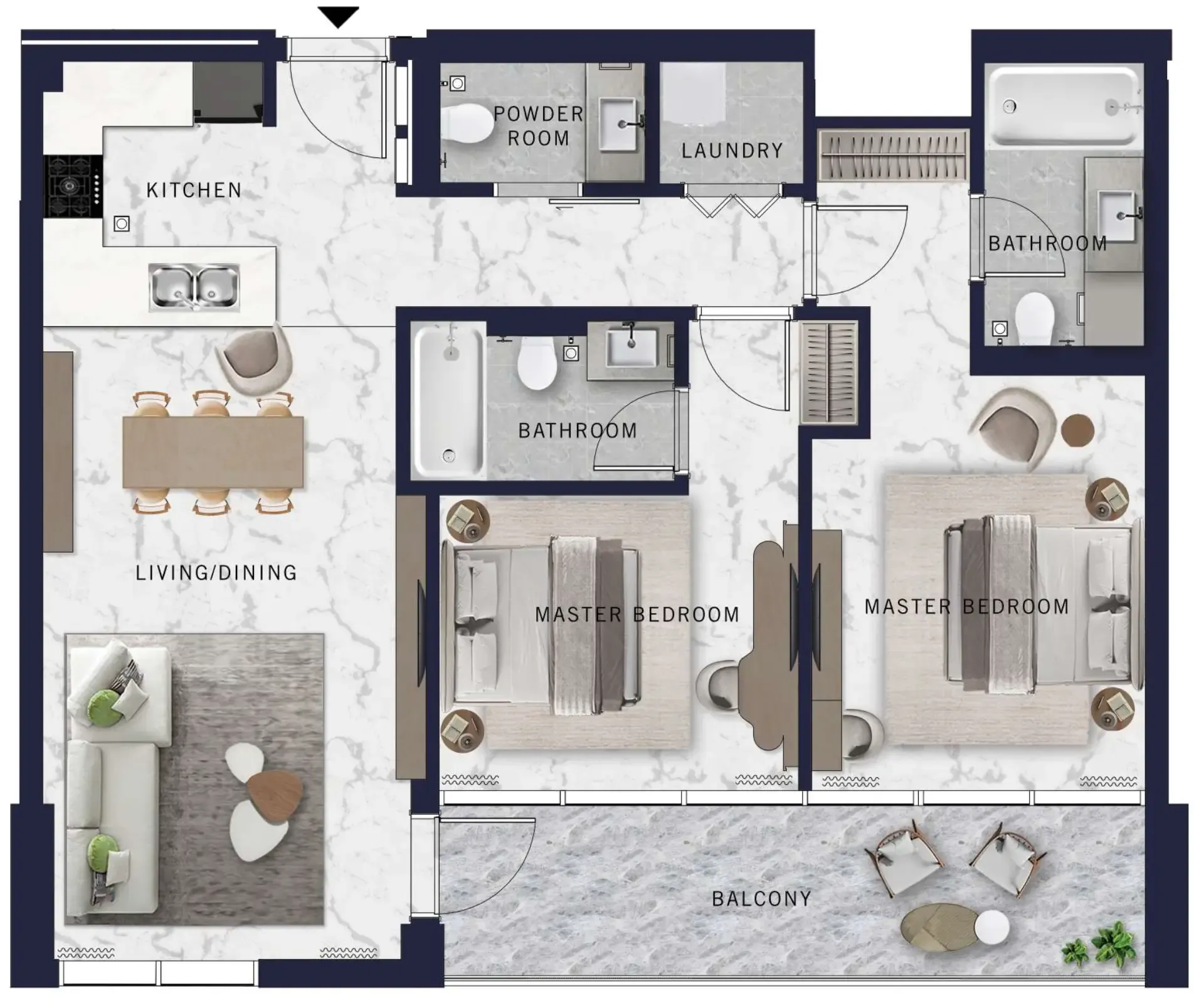 2 bedroom Apartments floor plan at DoubleTree by Hilton