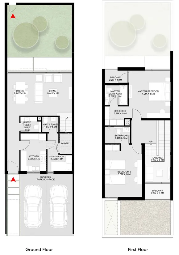 2 bedroom townhouse floor plan at Masaar 3 Dalia