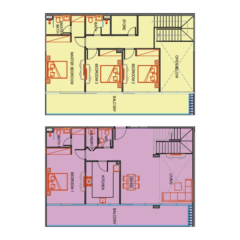 4 bedroom Duplex floor plan at SkyGate Tower