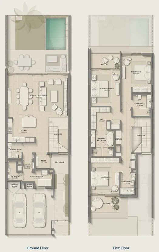 3 bedroom Townhouse floor plan at Bay Estate
