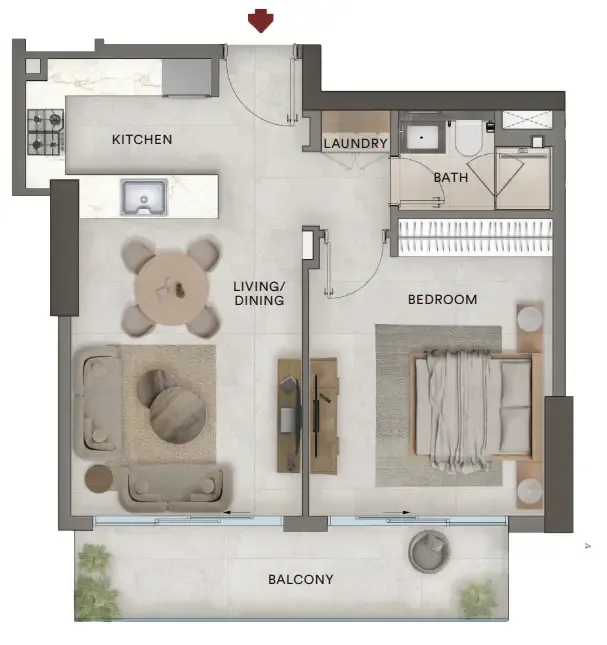 1 bedroom Apartments floor plan at Urban - Park Residences