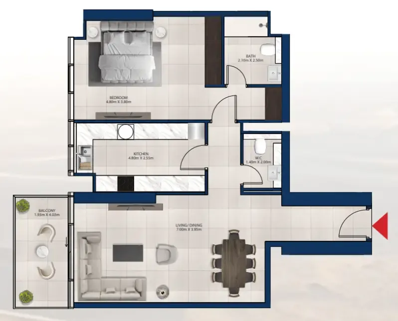 1 bedroom Apartments floor plan at Al Vista