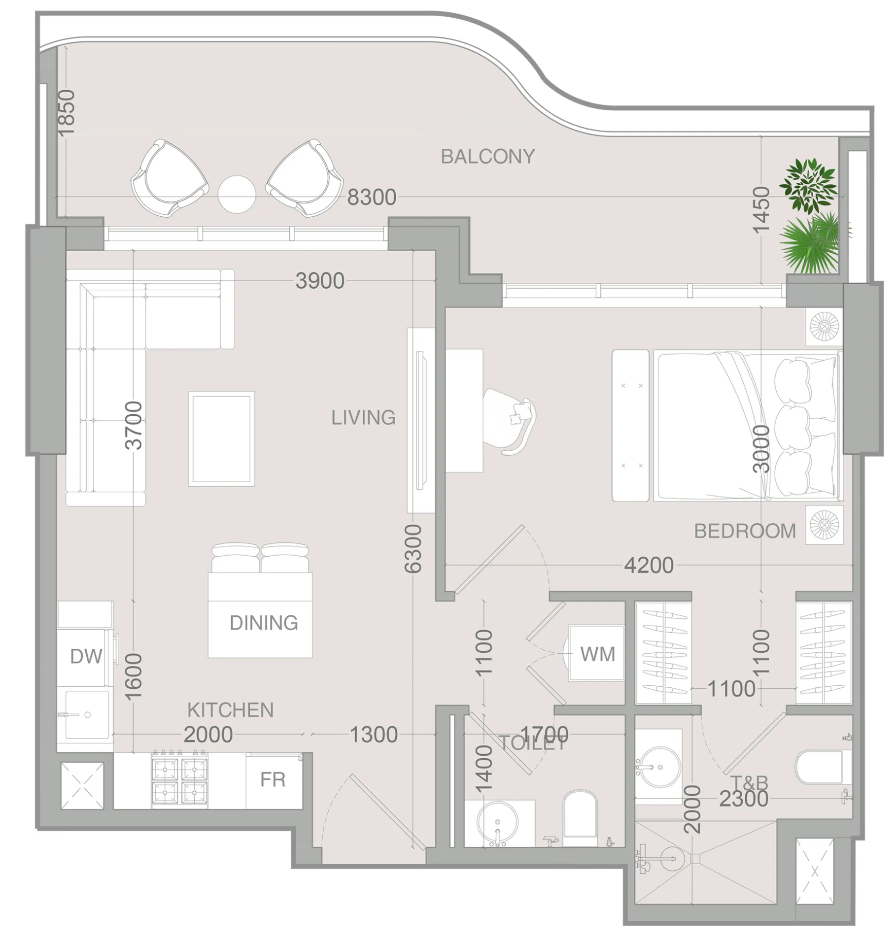 1 bedroom Apartments floor plan at ALTA V1EW