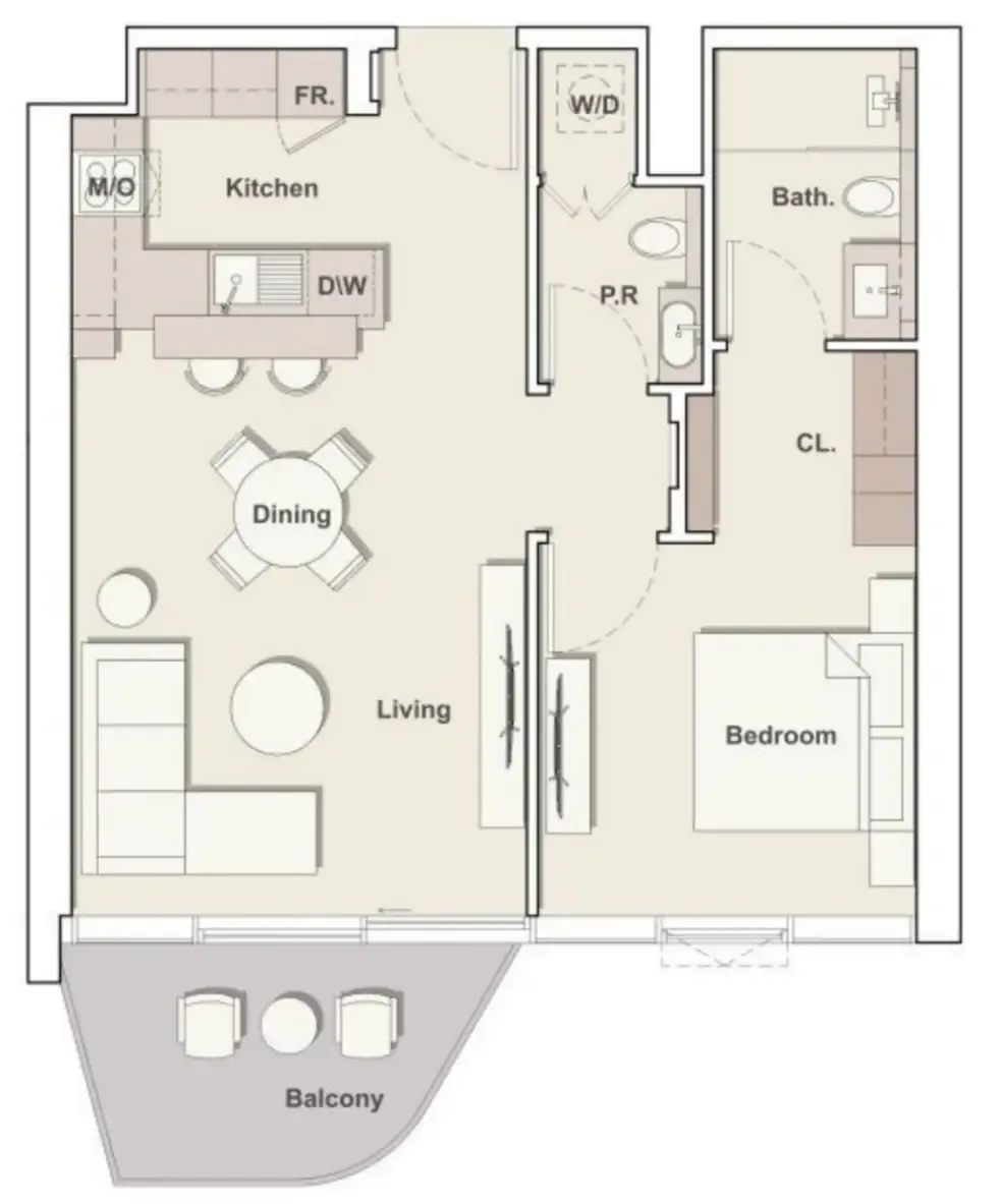 1 bedroom Apartments floor plan at Portside Square