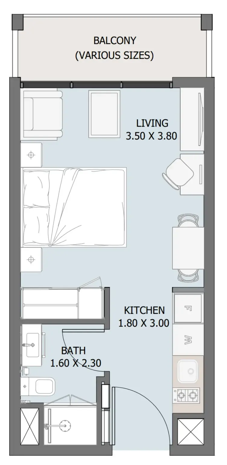 0 bedroom Apartments floor plan at Verdana III