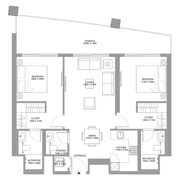 2 bedroom Apartments floor plan at Pierside Marina Residences