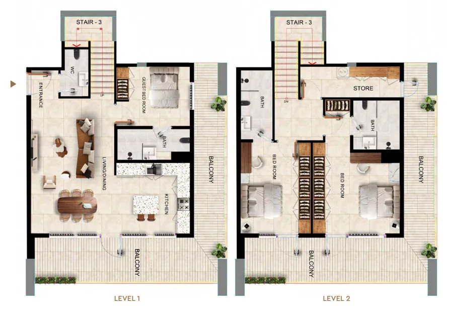 3 bedroom Penthouse floor plan at Kingdom Gate