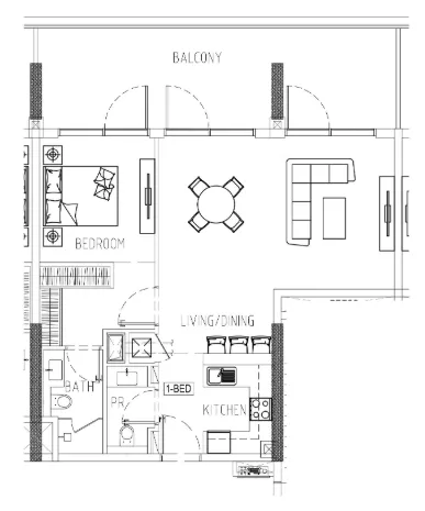 1 bedroom Apartments floor plan at Damac Riverside Views