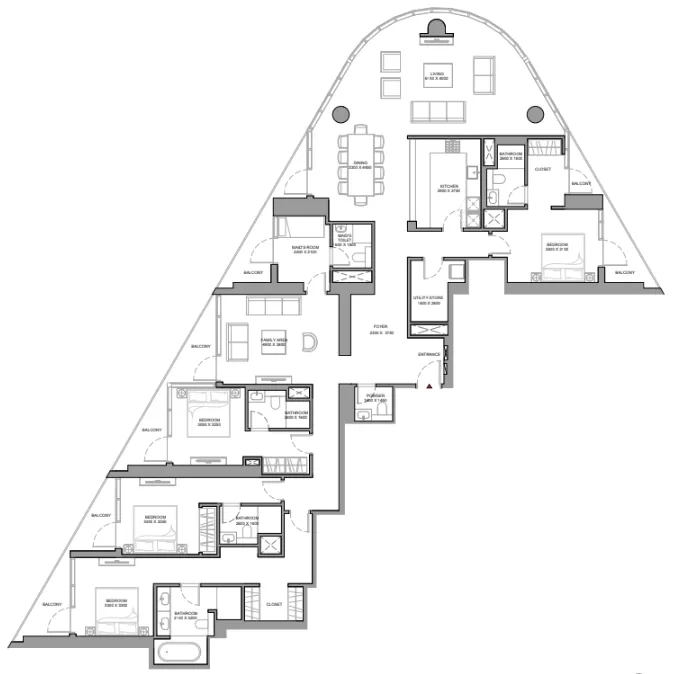 4 bedroom Apartments floor plan at Skyvue Stellar