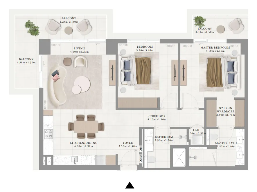 2 bedroom Apartments floor plan at Ocean Cove
