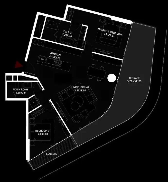 2 bedroom Apartments floor plan at Brabus Island