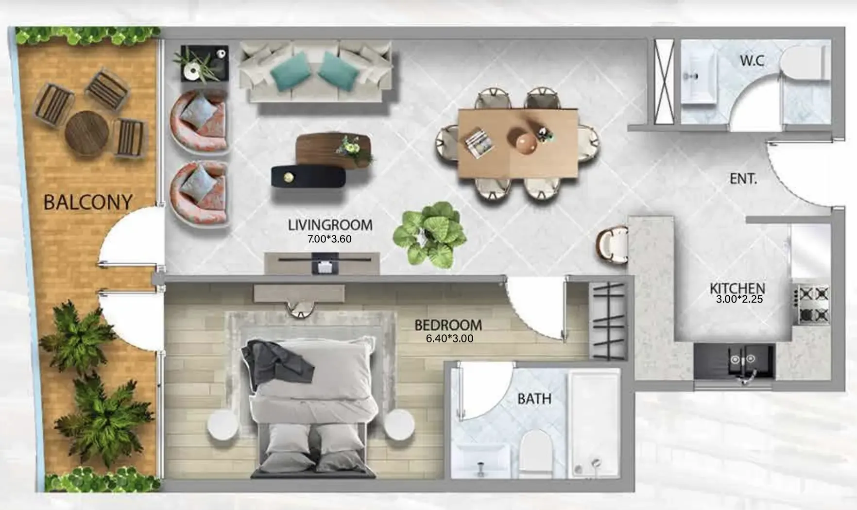 1 bedroom Apartments floor plan at 311 Boulevard