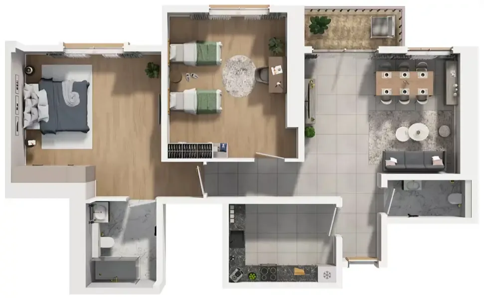 2 bedroom Apartments floor plan at Barajeel Towers