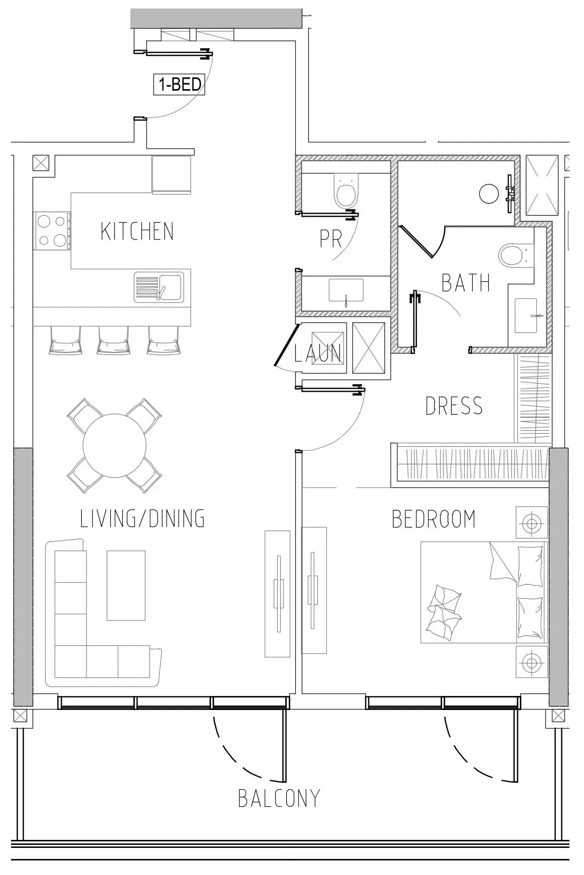 1 bedroom Apartments floor plan at Damac Riverside Views