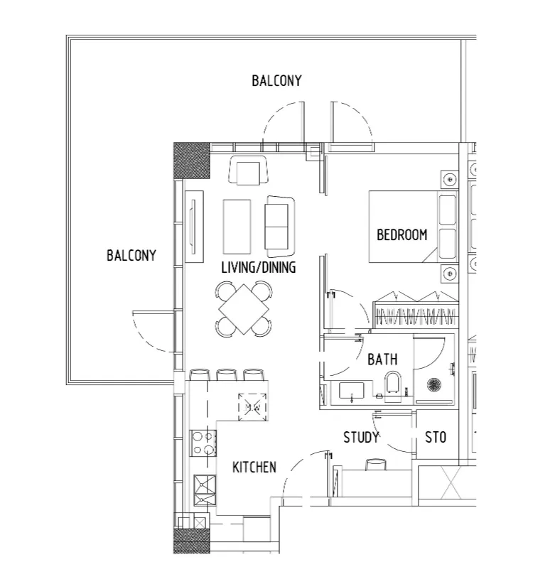 1 bedroom Apartments floor plan at Damac District