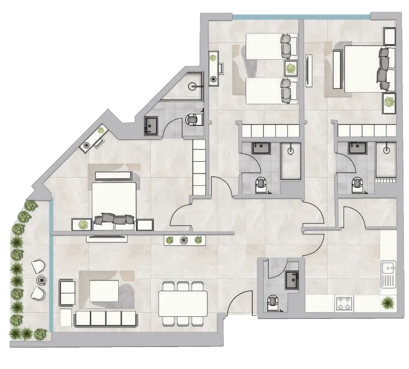 3 bedroom Apartments floor plan at Infinity Tower