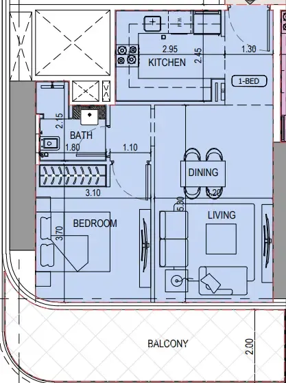 1 bedroom Apartments floor plan at Binghatti Sky Terraces