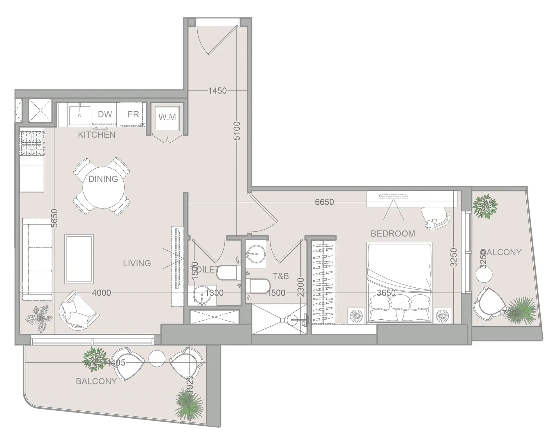 1 bedroom Apartments floor plan at ELAR1S Sky