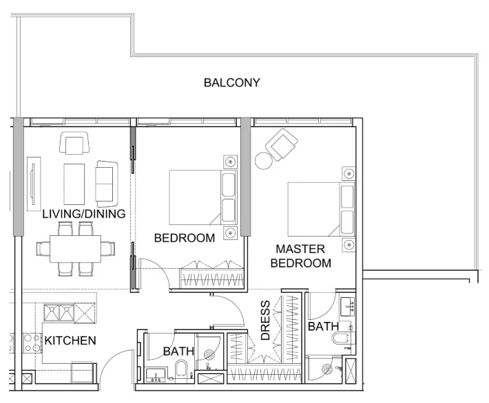 2 bedroom Apartments floor plan at Golf Greens