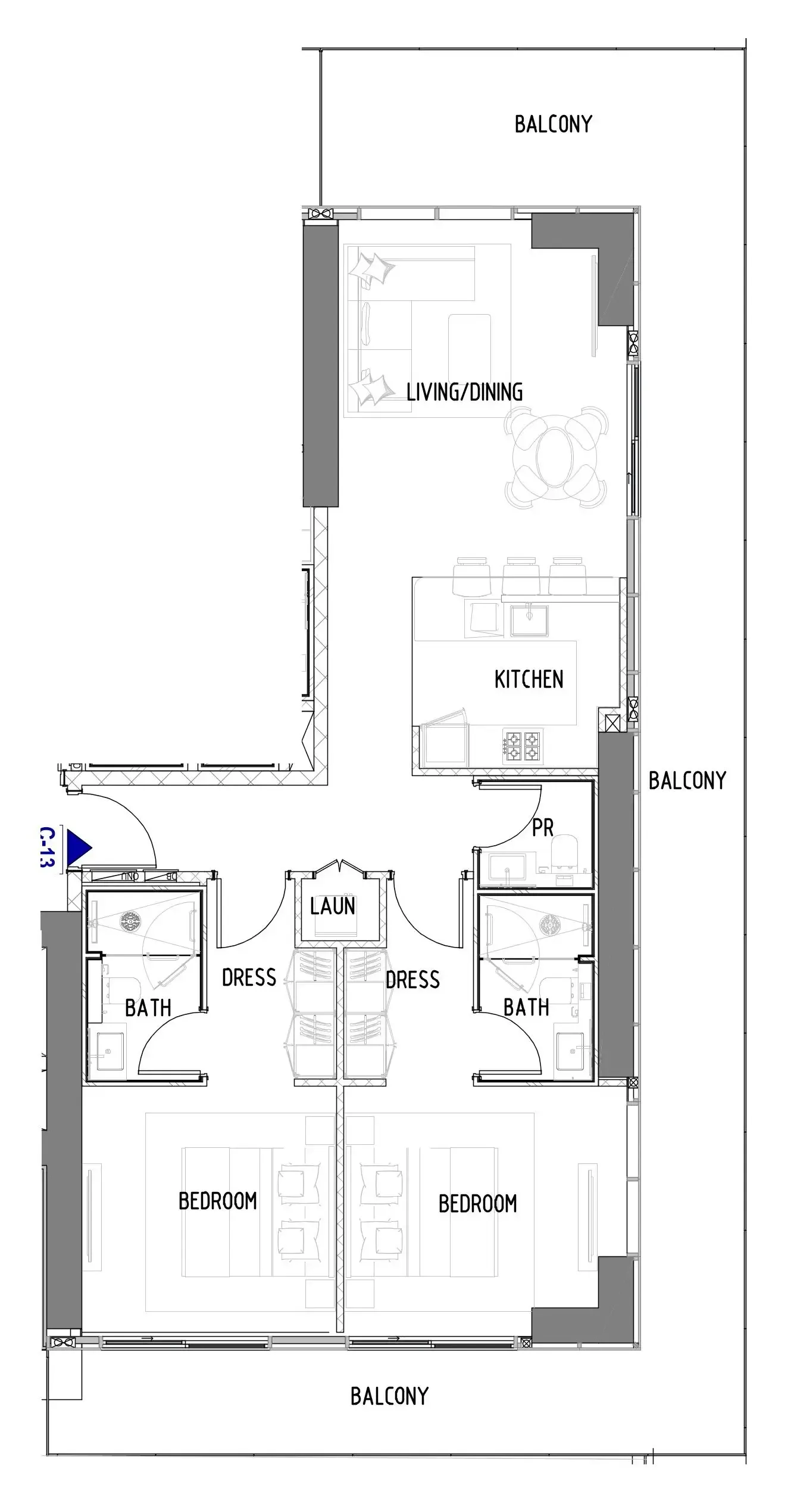 2 bedroom Apartments floor plan at Chelsea Residences