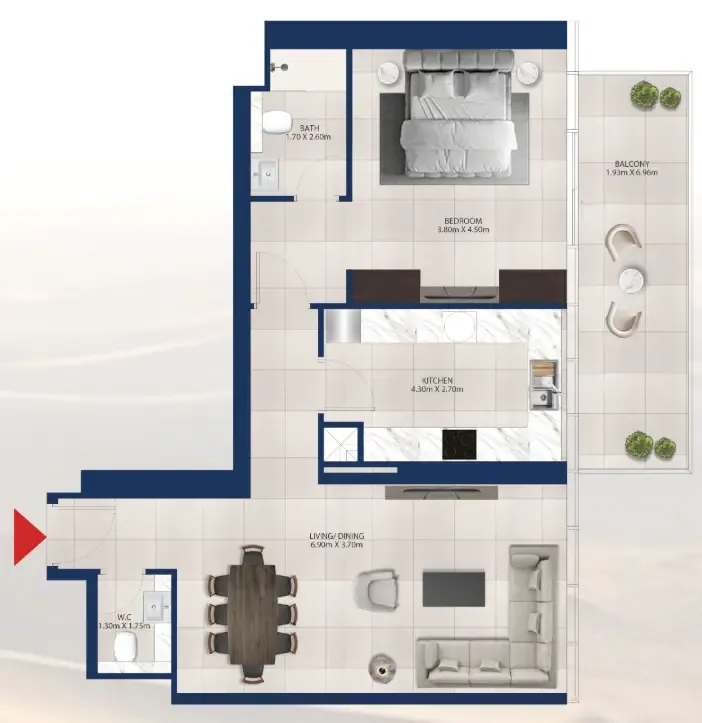 1 bedroom Apartments floor plan at Al Vista