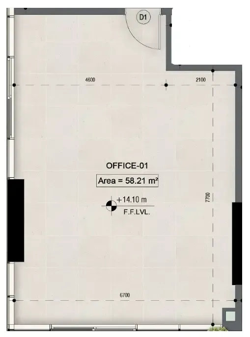  bedroom Office floor plan at Sky Line by Peace Homes
