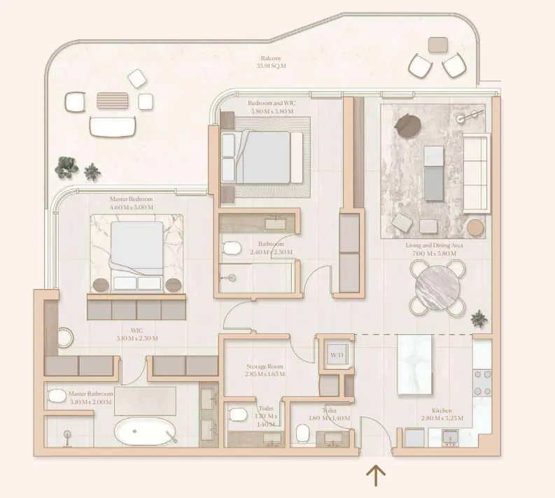 2 bedroom Apartments floor plan at Esme Beach Residences