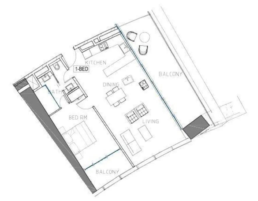 1 bedroom Apartments floor plan at Safa Two de Grisogono