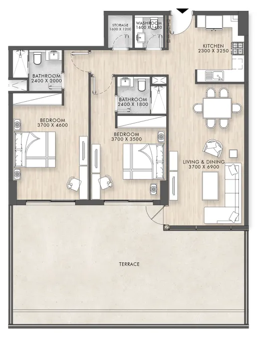 2 bedroom Apartments floor plan at Capital Horizon Terraces