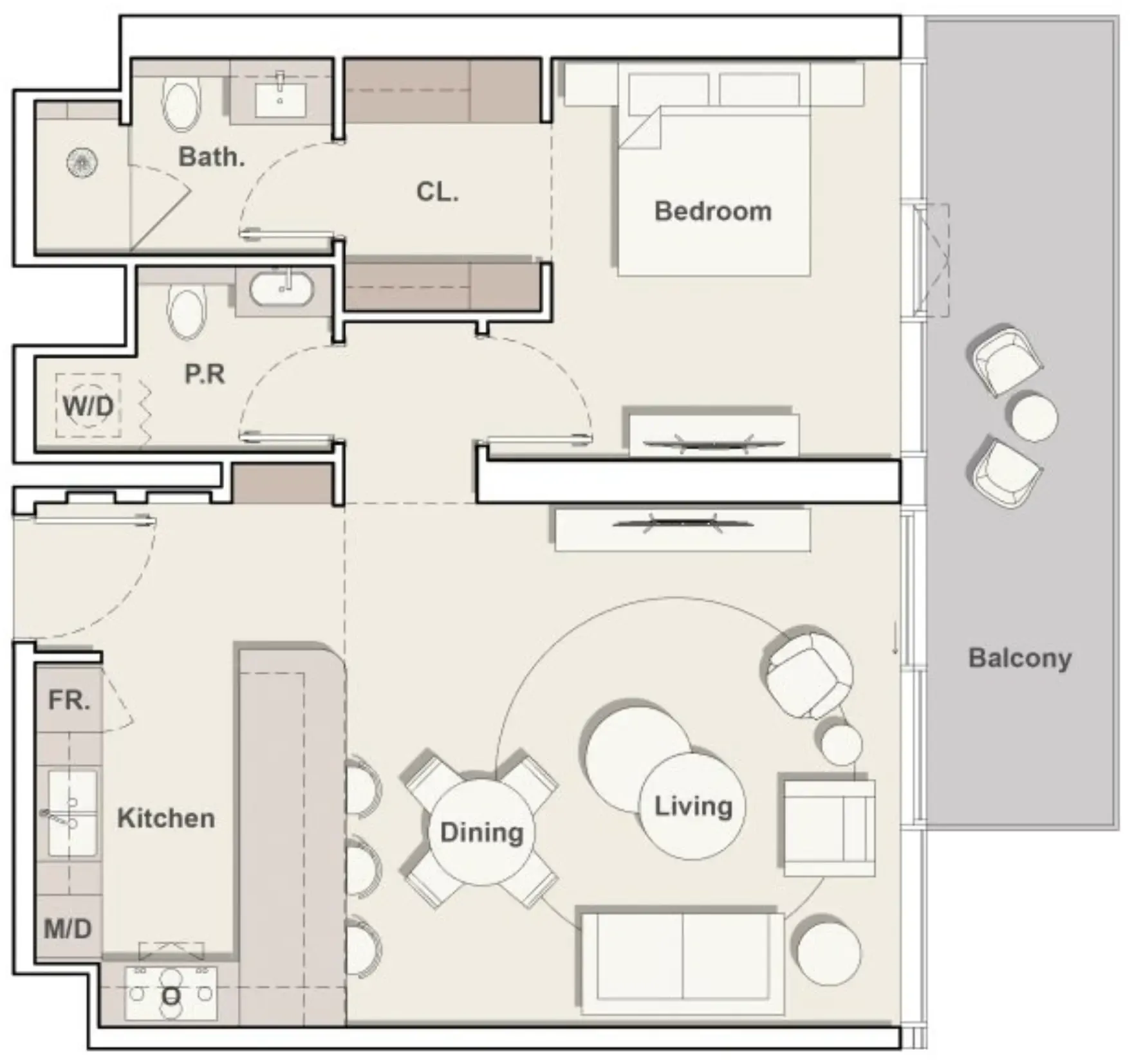 1 bedroom Apartments floor plan at The Meriva Collection
