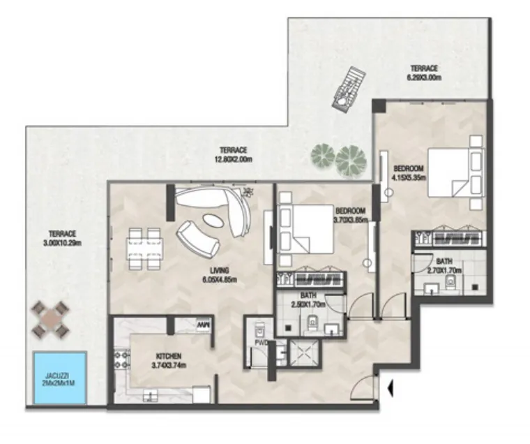 2 bedroom Apartments floor plan at Trinity