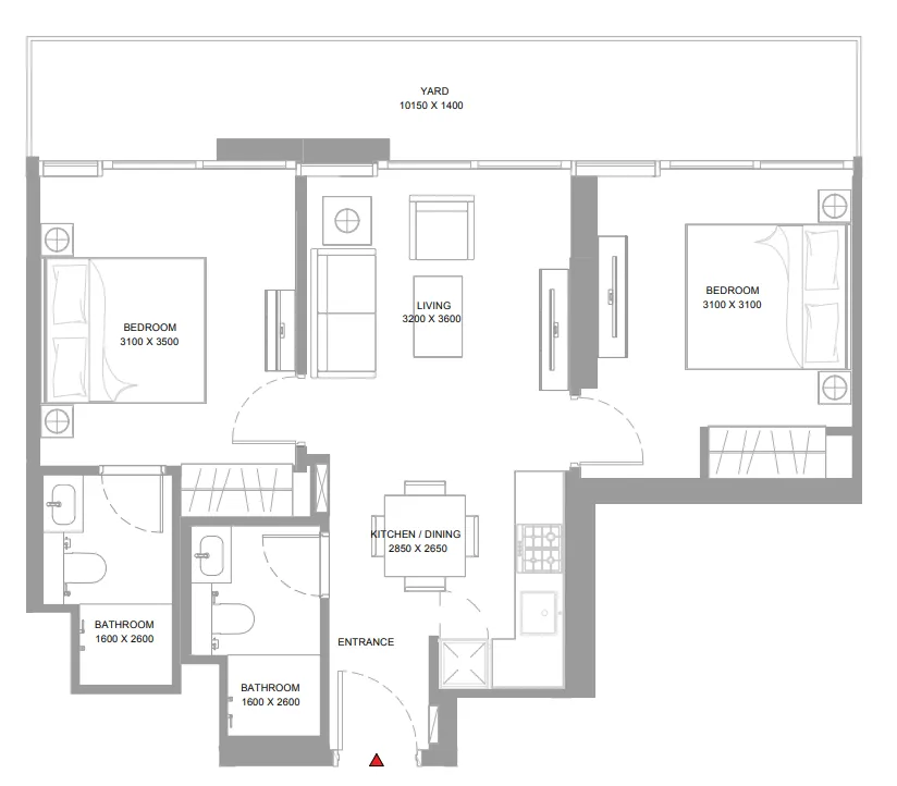 2 bedroom Apartments floor plan at Bayside Marina Residences